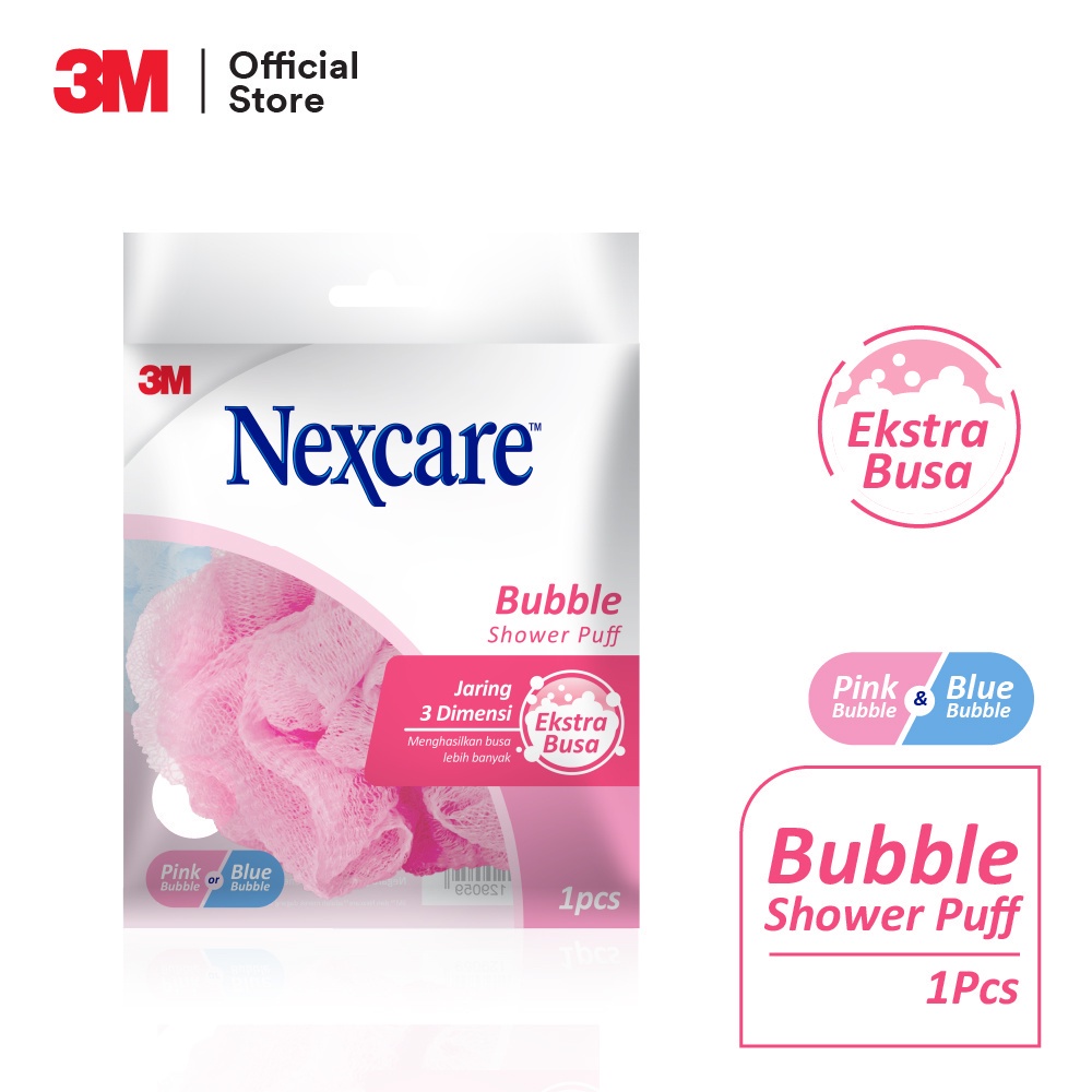 3M™ Nexcare™ Bubble Shower Puff, Spons mandi dengan jaring 3 dimensi, 1 pak, Untuk kulit sensitif