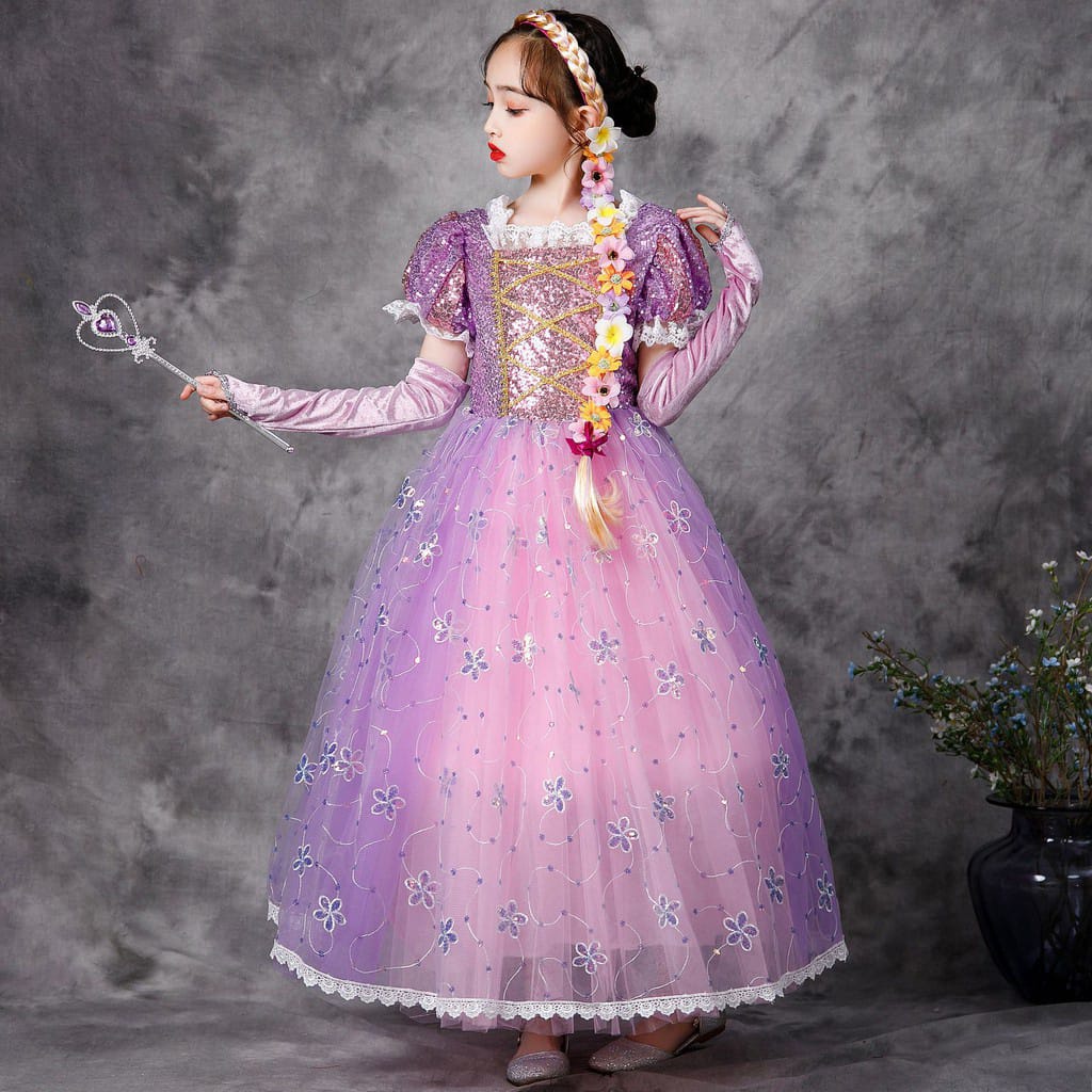 Dress Costume Princess Rapunzel Sequin