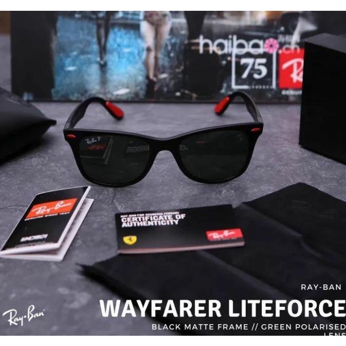 KACAMATA RAYBAN LITEFORCE FERRARI RB4195 52-20 BLACK POLARIZED ORIGINA
