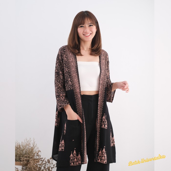 LONG OUTER KIMONO BATIK TUNIK CARDIGAN - CASTLE SOGAN