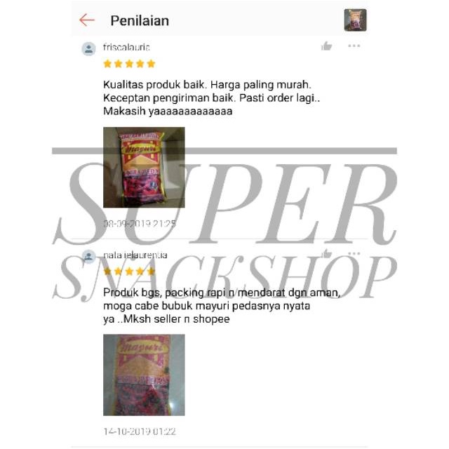 

Bumbu Tabur Instant / Cabe Bubuk / Cabaibubuk / Cabai / Cabe / Cabebubuk Pedas Mayuri 1 Kg