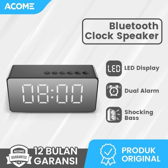 Speaker Bluetooth Acome A17 Jam Alarm LED Display Shocking Bass 5.2