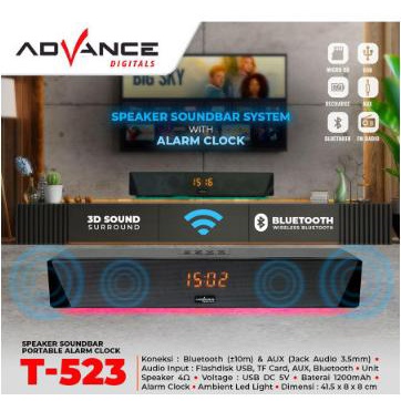 Speaker Bluetooth Wireless Portable MusicBox T523 Soundbar Alarm Clock