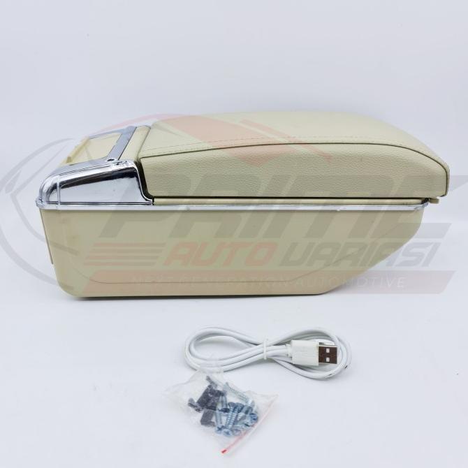 Console Box Mobil Model Geser Armrest Console Sliding Universal- Cream
