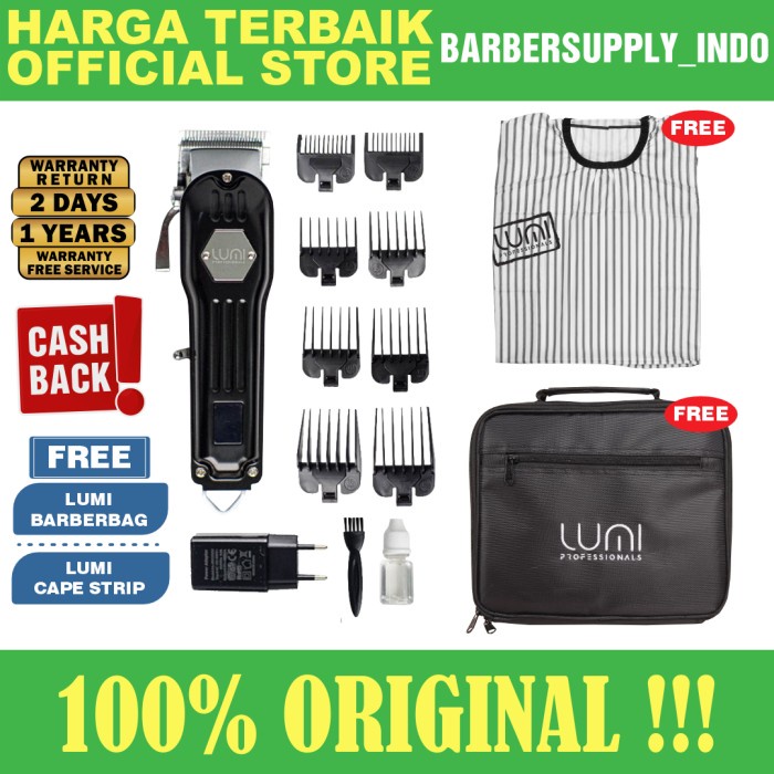 Bundling Lumi Pro Nero Cordless Clipper With Lumi Stripe Cutting Cape