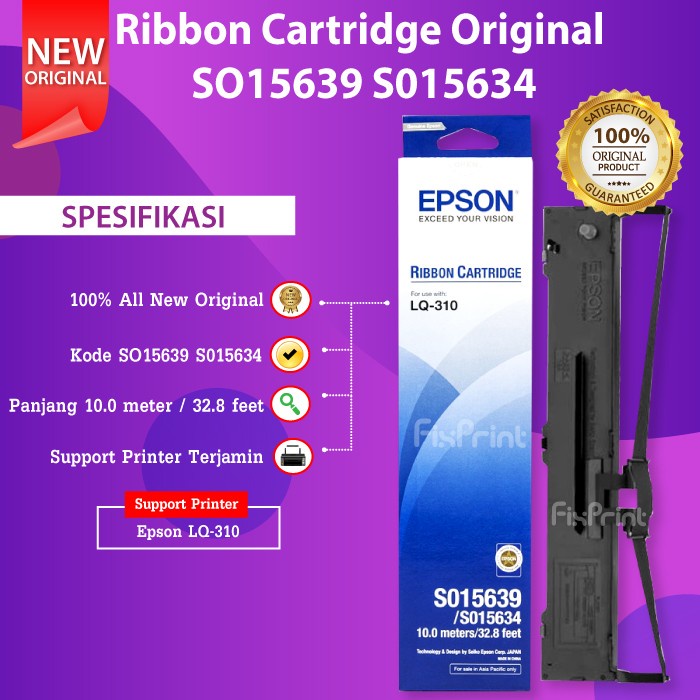 

RIBBON PACK PITA + RUMAH CARTRIDGE EPSON LQ310 LQ-310 ORIGINAL SO15639