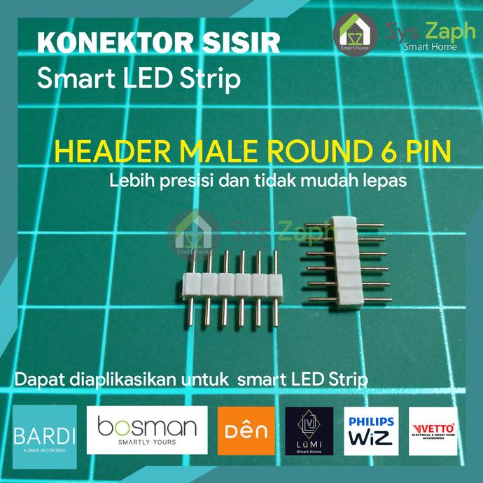 Konektor Pin Male Penyambung Smart LED Strip BARDI 6 Pin 2.0mm RGBWW