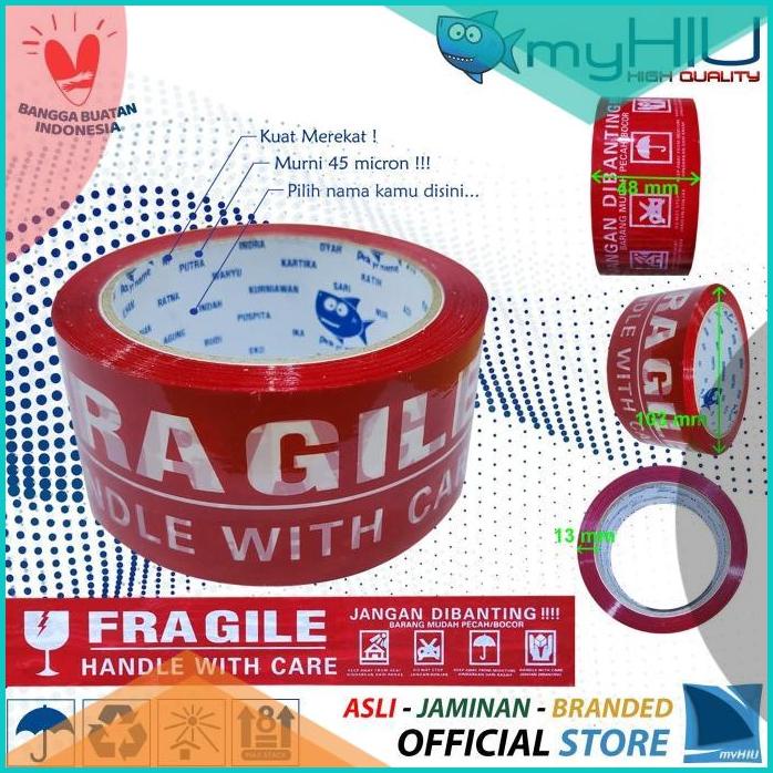 

Lakban Selotip Isolasi 48mm/2 inch x 75 yard/68mtr MERAH FRAGILE myHI