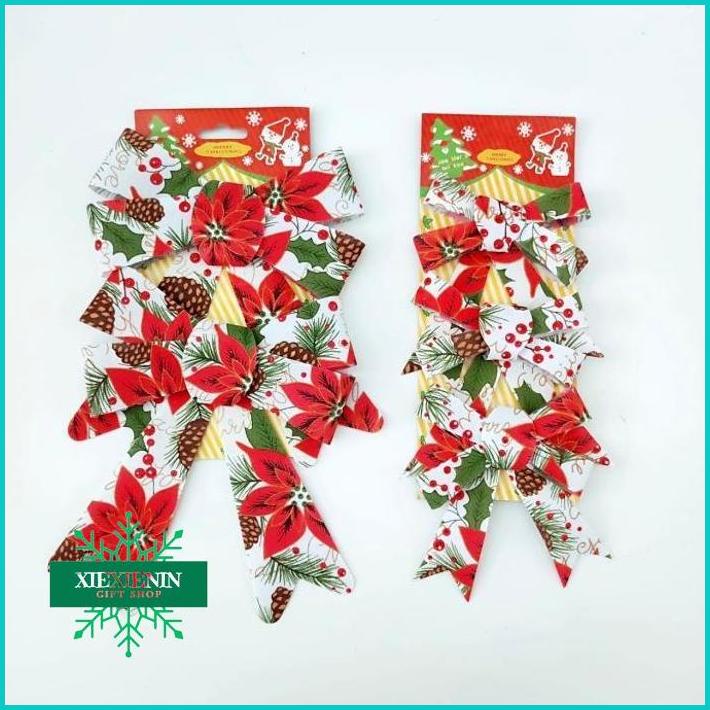 

XIEXIENIN Pita Natal Set Isi 3 Termurah Dekor Parcel Pita Pohon Natal Kado Murah