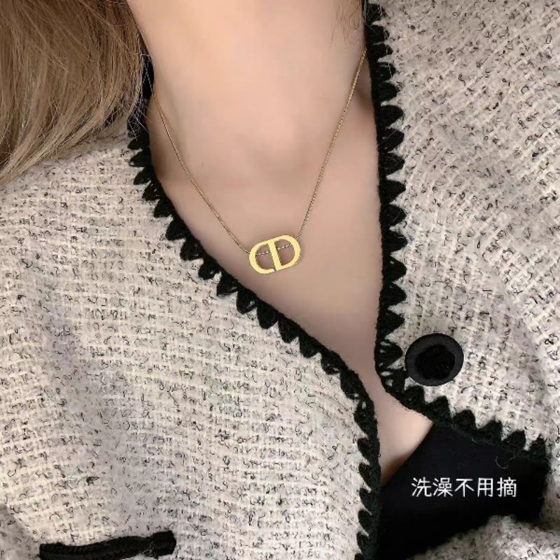 KALUNG TITANIUM WANITA ASLI/RANTAI LIONTIN MOTIP CD BESAR