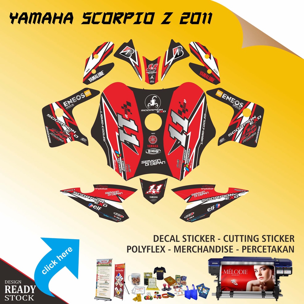 DECAL STICKER YAMAHA SCORPIO Z TECH 3 MERAH
