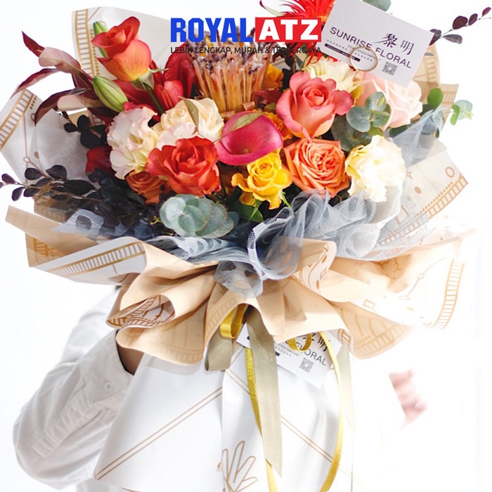 Flower Wrapping Paper / Kertas Buket Bunga Cellophane Florist Bouquet Motif Dear My Love