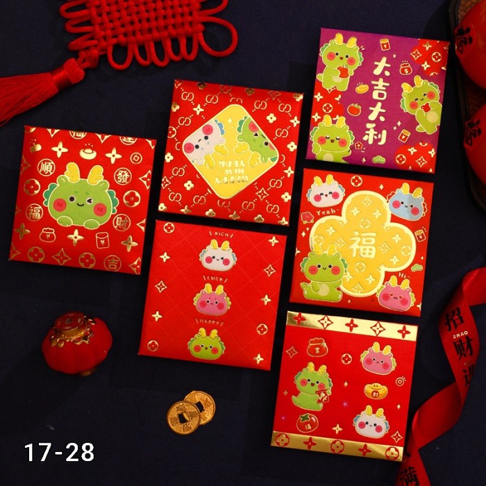 

<<<<<] GROSIR Angpao Naga Isi 6 Angpau Mini Tebal Ornamen Imlek Ampau Gantung