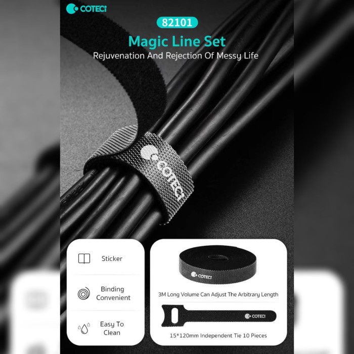 

Promo Coteci Magic Line Set Velcro Kabel Ties Untuk Perekat Tali Pengikat