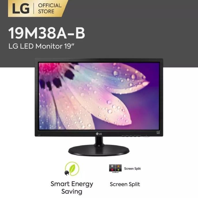 Lg Monitor Led Inch 19" 19 Inch 19M38A Vga Resmi Pc Computer Cctv Helgariandistore