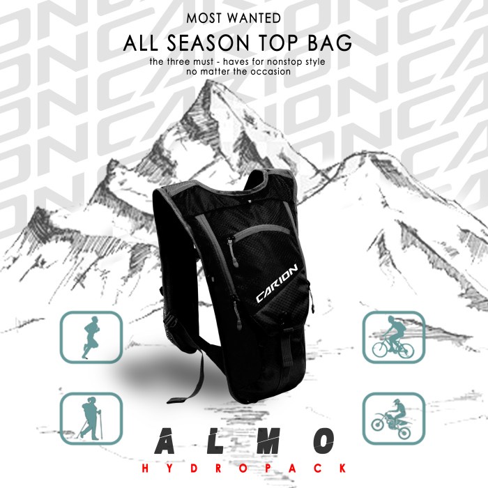Promo Tas Ransel Hydropack Sepeda Running Trail Carion Almo Black