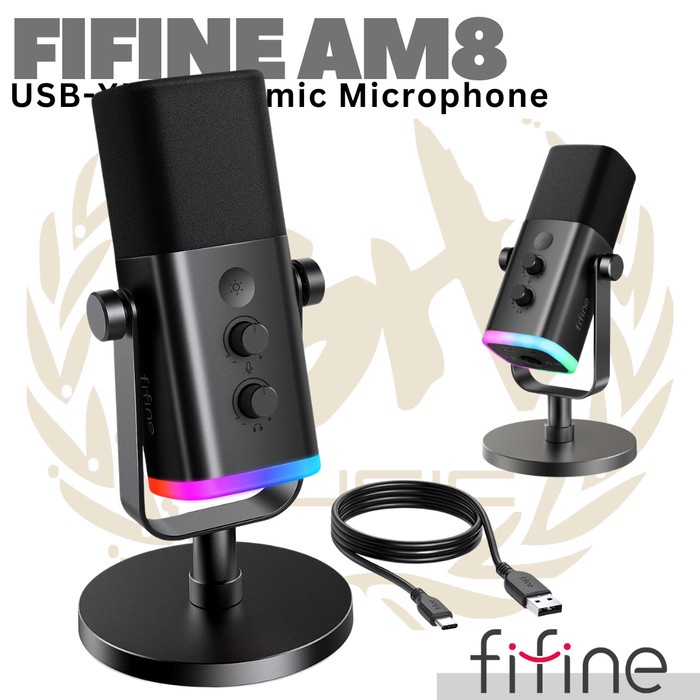 FIFINE AM8 Ampligame Dynamic USB-XLR RGB Microphone Streaming Gaming