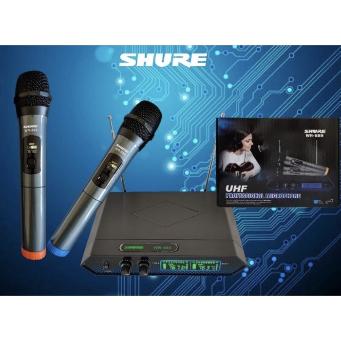 microphone mic wireless uhf shure wr889 2 mic hendheld