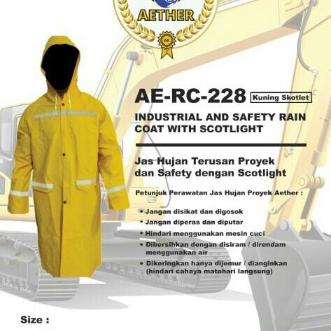Jas Hujan Ponco Proyek Premium Mantel Hujan Aether Safety Tebal Kuning Ready