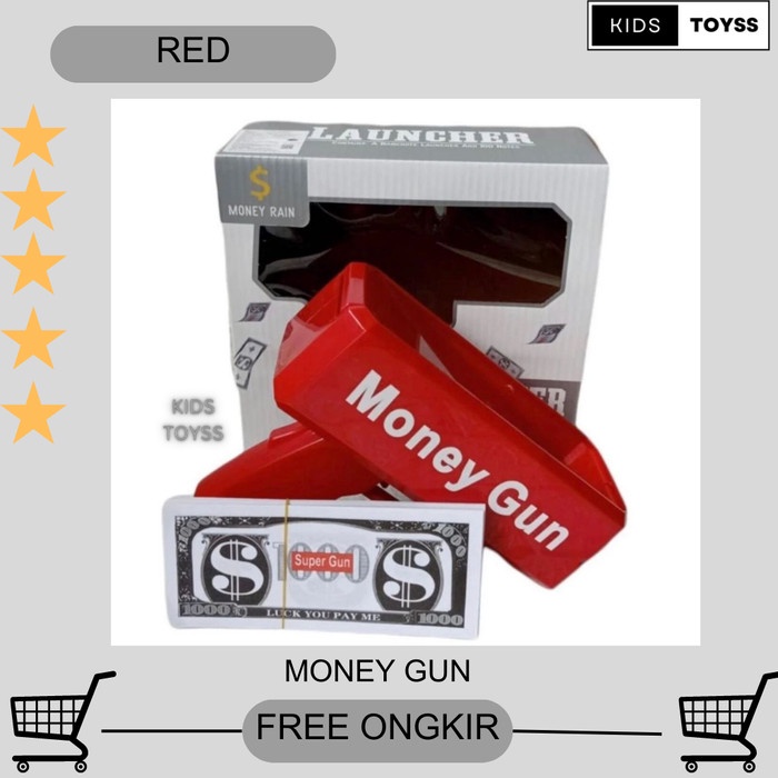Mainan Money Gun Pistol Tembakan Money Gun Dollar Uang Ready