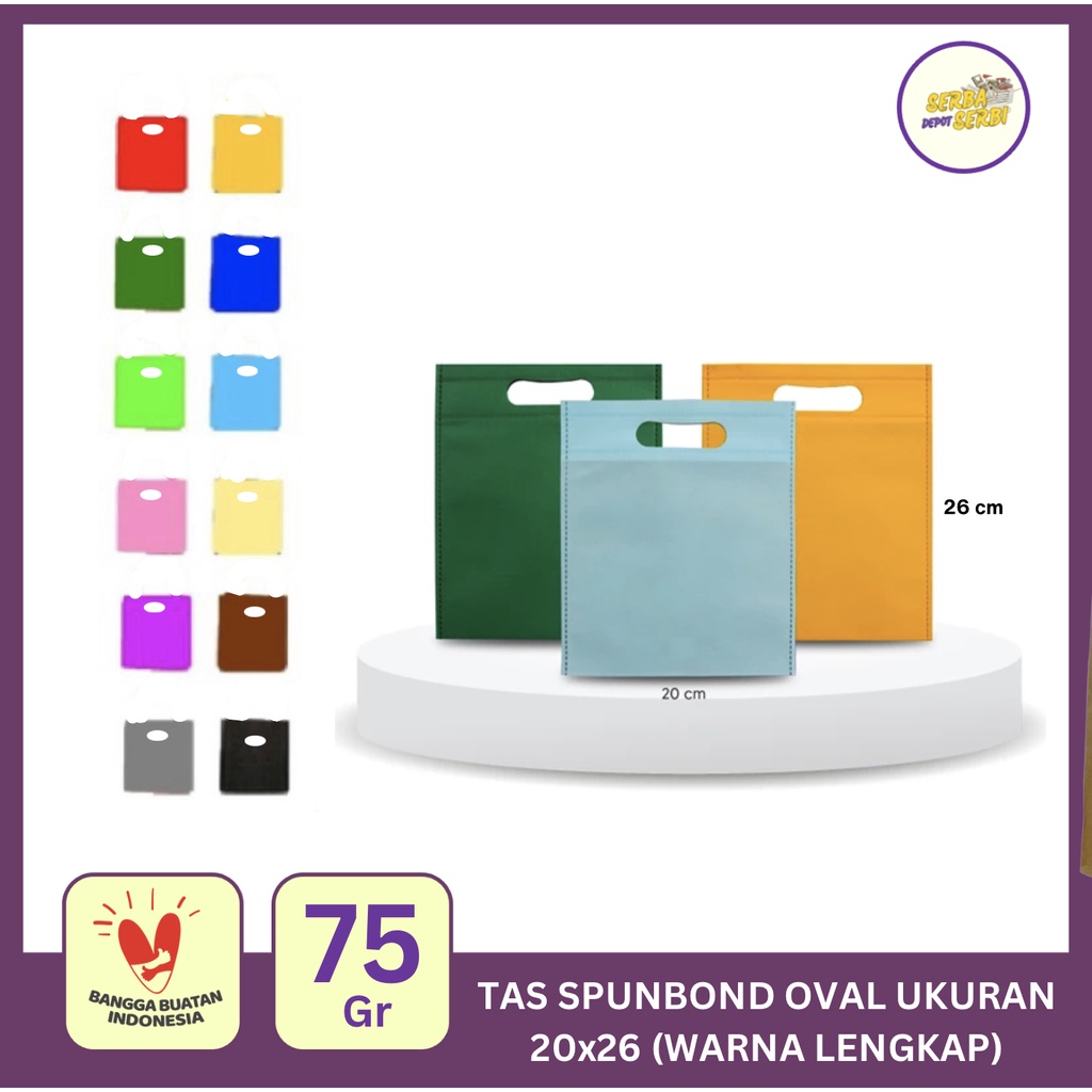 

Tas Kain Spunbond 20 x 26 Oval Goodie Bag Bag Jinjing Serbaguna Tote