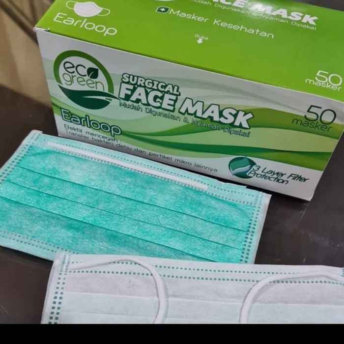 Masker Eco Green - Surgical Face mask terbaik