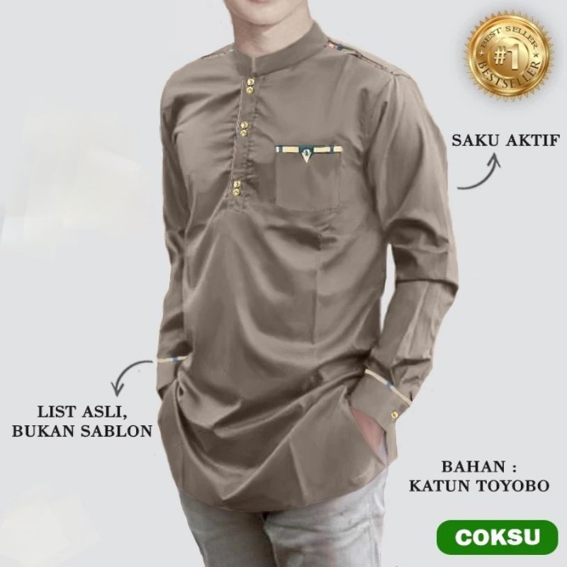 Baju Kemeja Kurta Qurta Khurta Koko Pria Laki Arab Muslim RAJA TOJIRO Lengan Tangan Panjang Untuk Ac