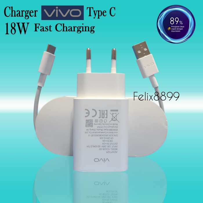 Terbaru Charger Vivo Y21 Y21S Y21T Y53S Original 100% Type C Fast Charging Promo Terlaris