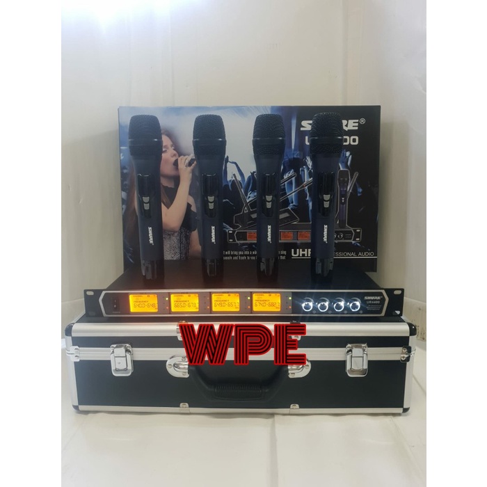 mic wireless handheld shure ur4400/shure ur 4400 pegang pegang 4 mic