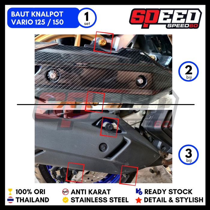 NEW BAUT DUDUKAN KNALPOT VARIO 125 150 VARIO NEW PROBOLT STAINLESS KINGNUT ORIGINAL TERBARU