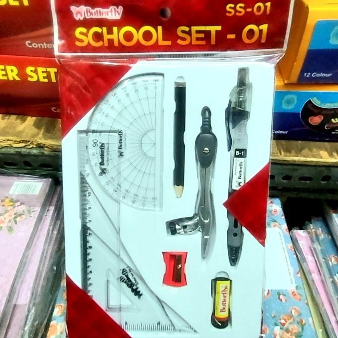 

Termurah Paket Alat Tulis Sekolah Lengkap 9 In 1 Dengan Penggaris Busur Jangka Pensilk Original