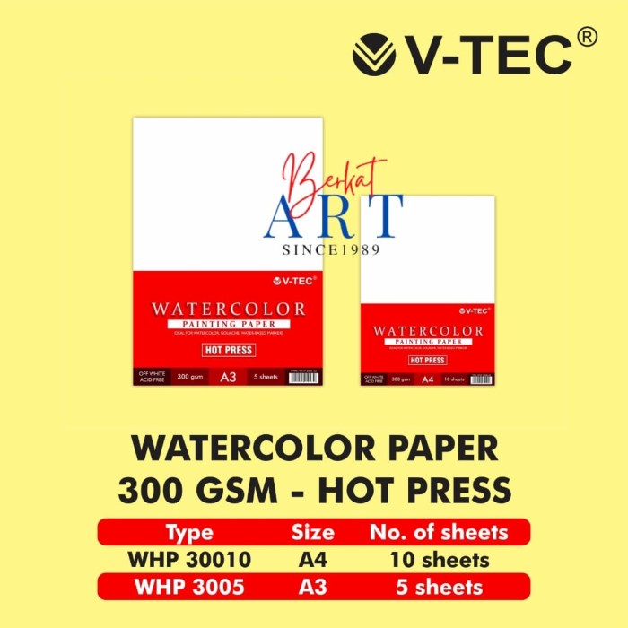 

Promo Vtec Watercolor Painting Paper A3 A4 300Gsm Hot Press Terbaru