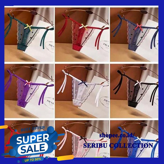 CELANA DALAM THONGS WANITA SEXY HOT TALI BORDIR HATI TIPIS CD  TERBAIK 