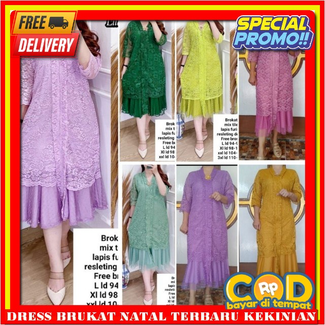 Midi Dress Korea Motif Drees Merah Maroon Dreses Berukat 2024 Dres Brukat Kondangan Mewah Elegan Len