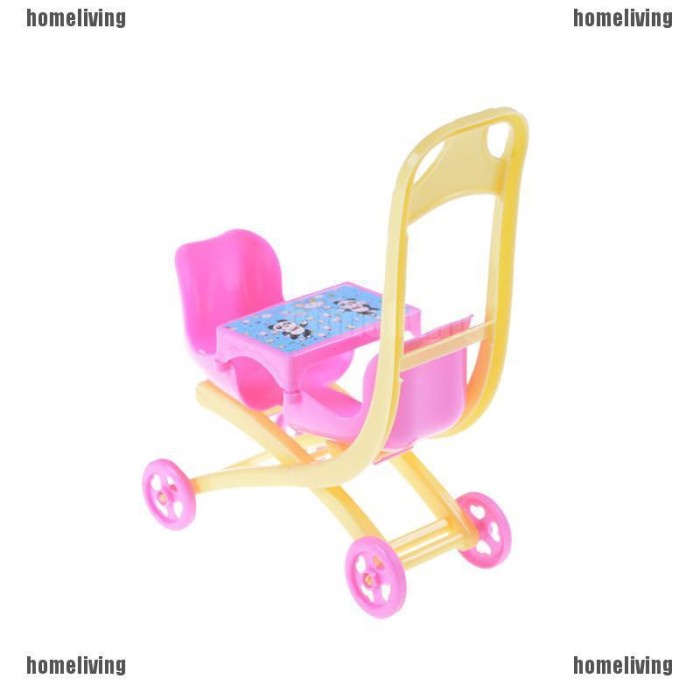 

TERBARU Plastic Stroller Double Pram Accessories for Barbie Kelly Dollhouse