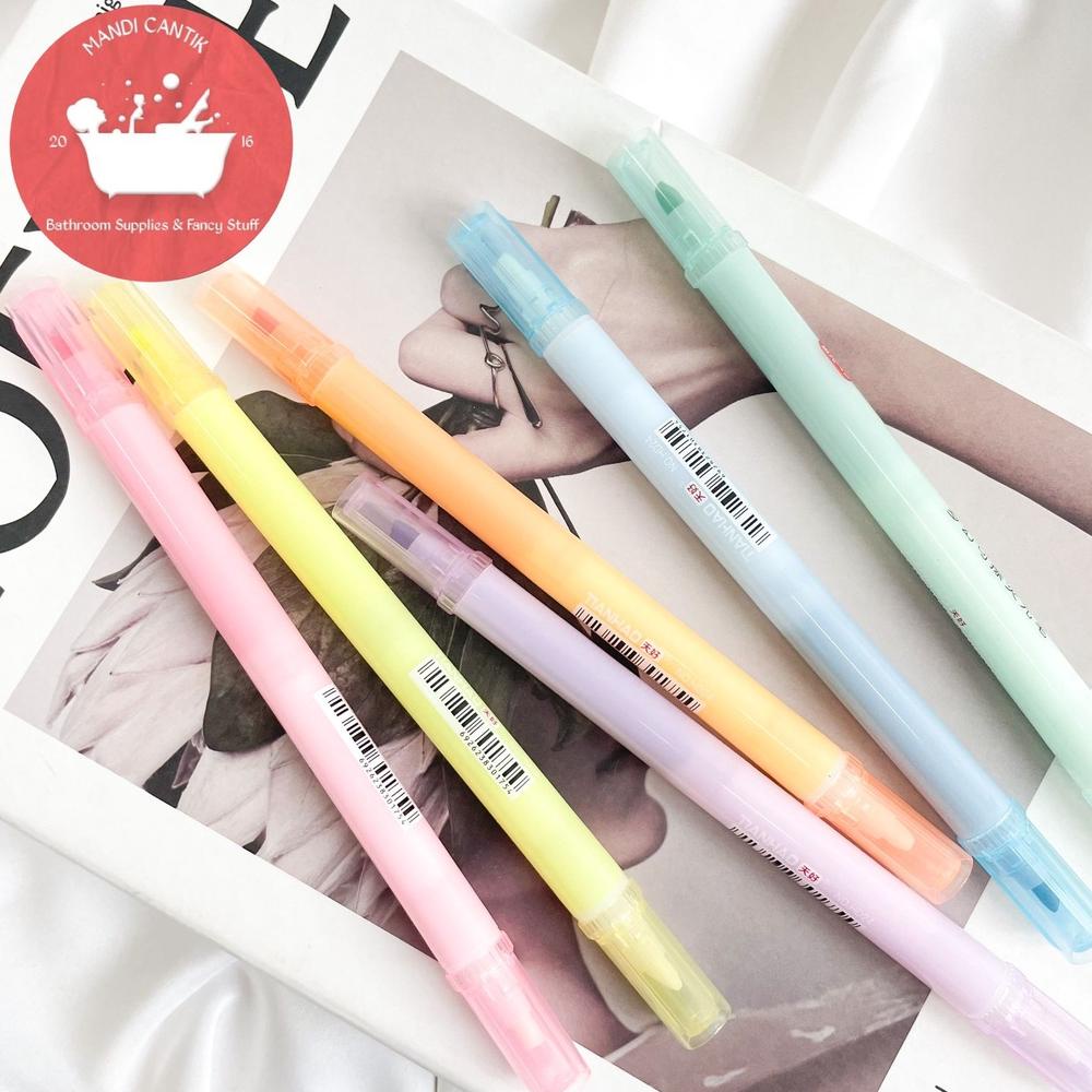 

Hot - Highlighter dua sisi 2 sisi bisa di hapus dengan box eraseable BUKAN MERK STABILO alat tulis kantor unik lucu viral ,,