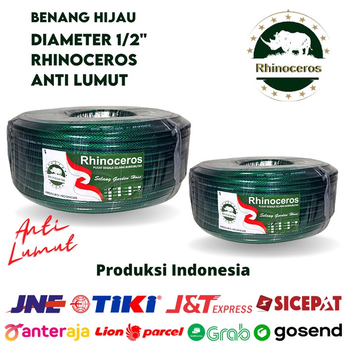 Promo Selang Air 1/2 Benang Hijau 50 Meter Rhinoceros Selang Anti Lumut