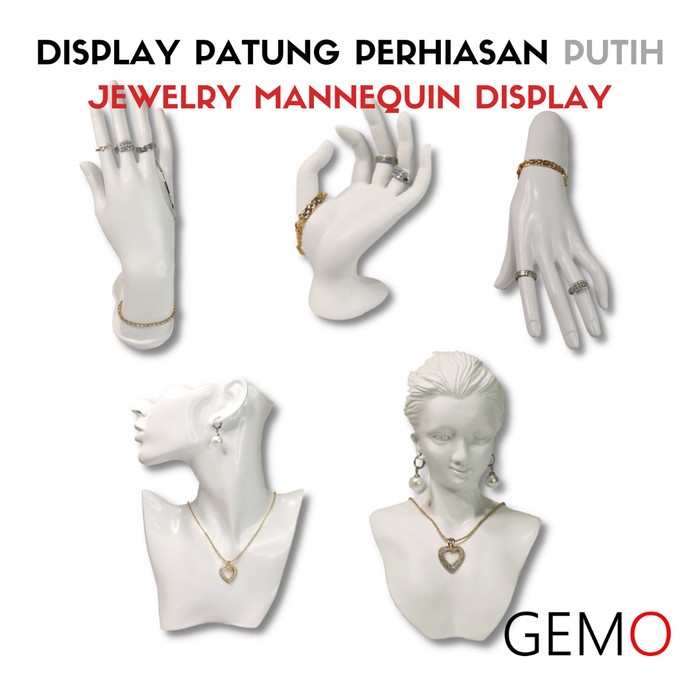 DISPLAY PATUNG PUTIH PERHIASAN MANEKIN UNTUK CINCIN GELANG KALUNG