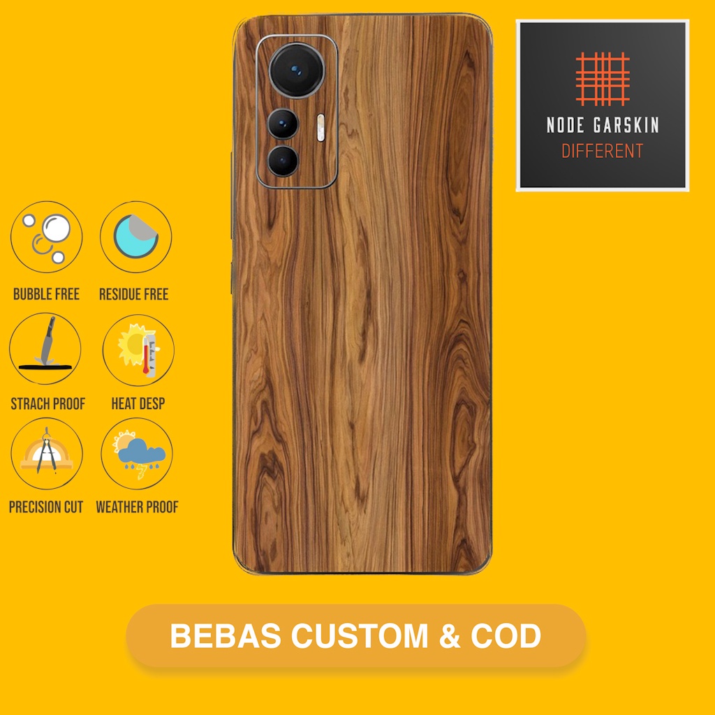 Garskin Skin Vinyl Xiaomi 12 Lite Mi 12 Lite Fullbody Atau Backonly - Bisa Custom - Wood brown Case 