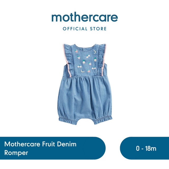 Mothercare Fruit Denim Romper - Set Terusan Bayi Perempuan (Biru)