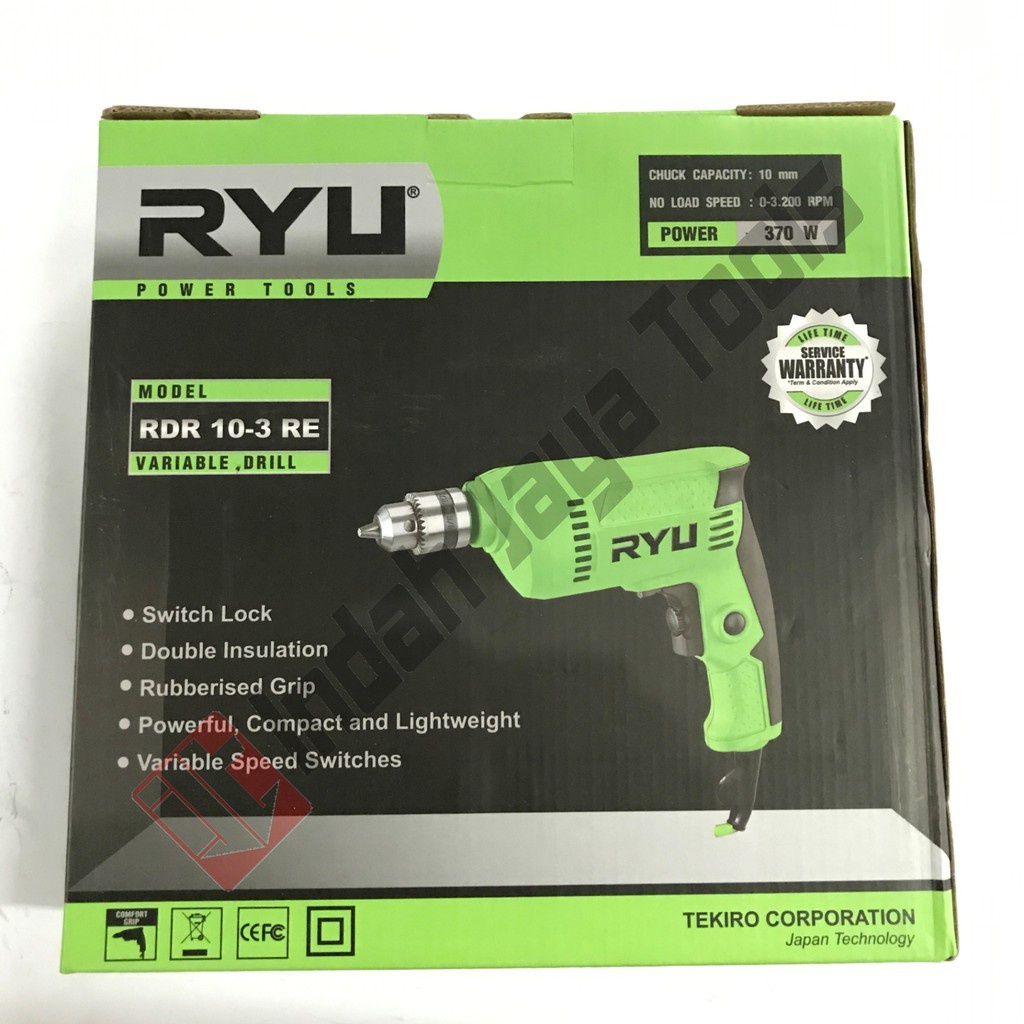 Mesin Bor Tangan Ryu Rdr 10-3 - Hand Drill Tekiro Bor Besi Kayu
