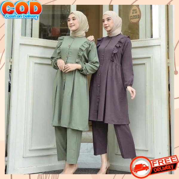 Satu Set Baju Wanita One Outfit Kece Bsju Clna Premium Satu Stel Satu Stel Ootd Stelan Bju Wsnita St