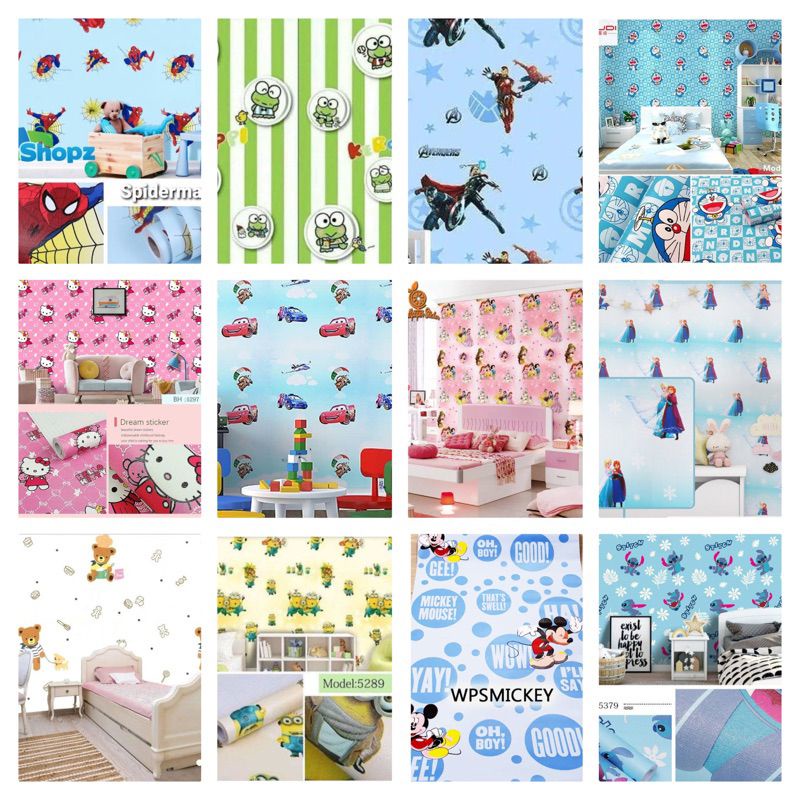 BELI 5 FREE 1ROLL COD||BAYAR DI TEMPAT Wallpaper Dinding Segitiga Biru||Kuning||Pink