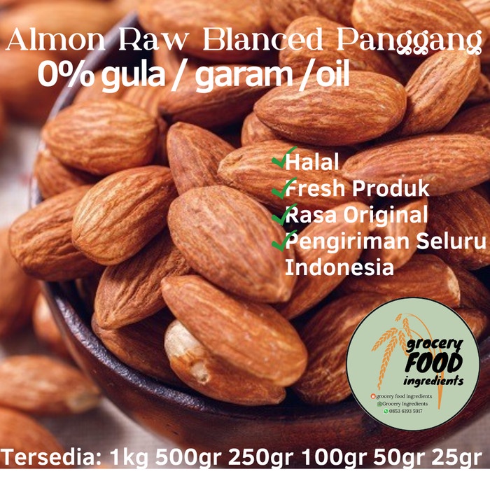 

Roasted raw almond 1kg/kacang almond panggang/