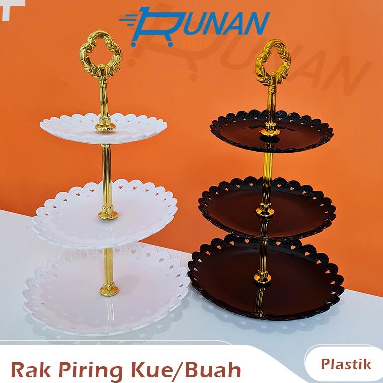 Rak Piring Penyaji Kue Buah - Rak Susun 3 Cake Tier Tempat Kue Pesta