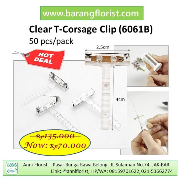 

Promo Clear T-Corsage Klip (6061B), 50 Pcs, Aksesoris Toko Bunga