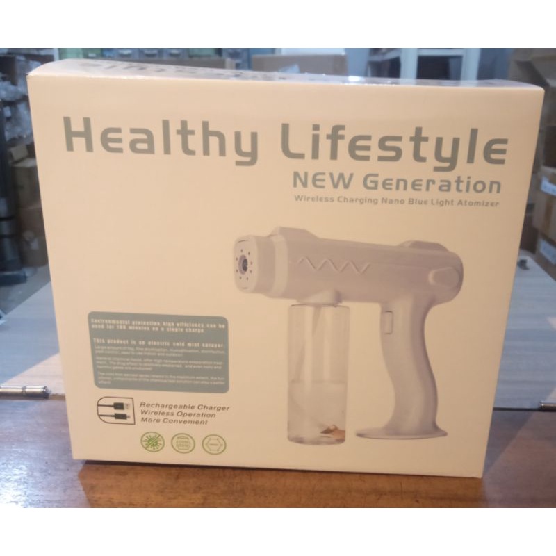 Alat Fogging Steril Ruangan Elektrik Semprot Uap Air Disinfektan Nano Spray Gun K5 - 380Ml - White