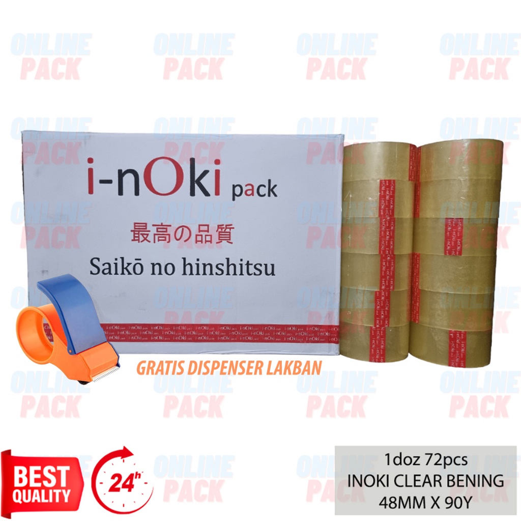 

Lakban Paing Bening 90Y X 48Mm 90 Yard Inoki 82M Full Opp Tape 1Box 1Dus 72Pcs