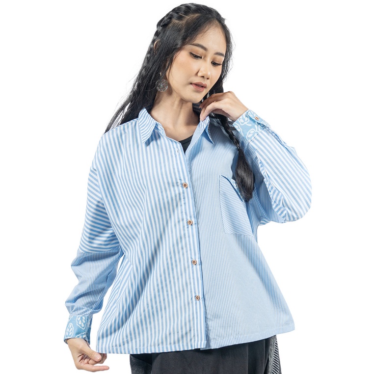 Baju Batik bhatara Original Wanita Pakaian Blouse cap untuk gaya modern chic dengan motif etnik Ori 