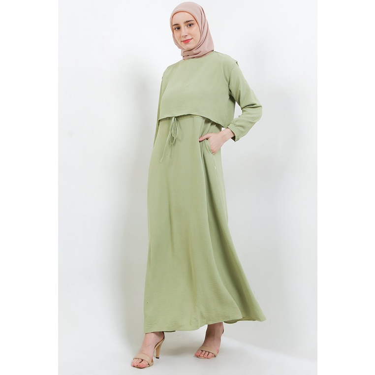 Gamis REMIX JEANS Original Wanita Baju Muslim Kerah bulat Asli 100% Modis C372J19 Dewasa Katun